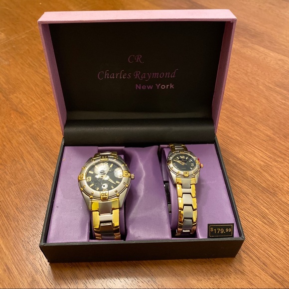 His & Her Charles Raymond Watches Stainless Steel Back Water Resistant - Picture 1 of 9